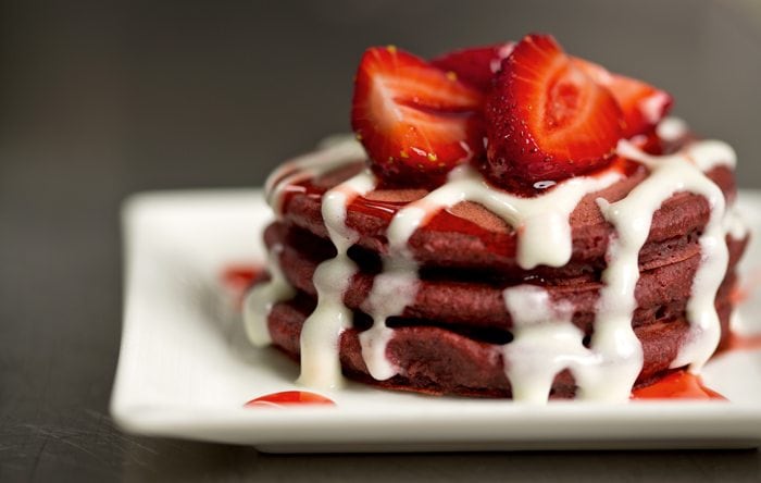 Red Velvet Pancake recipe with healthier ingredients.
