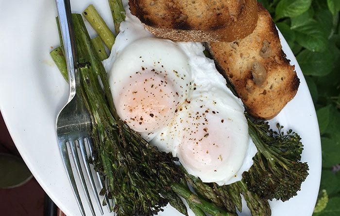Grilled poached eggs recipe