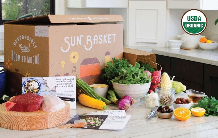 Box of Sun Basket ingredients and recipe