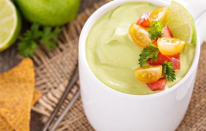 Chilled cucumber and avocado soup