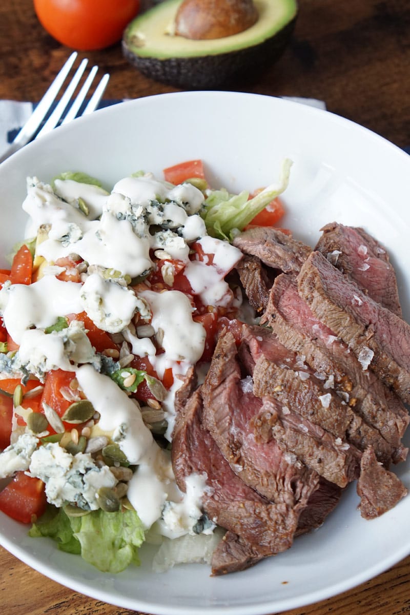 Keto Flank Steak Salad with Blue Cheese