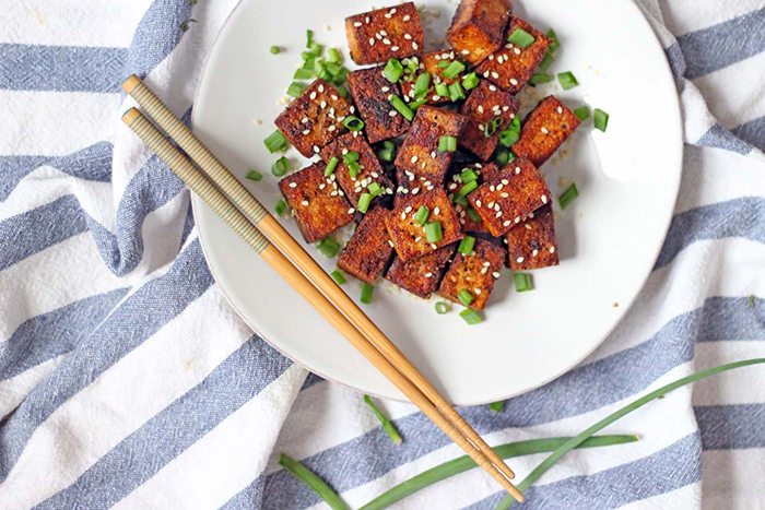 Pan-seared black pepper tofu