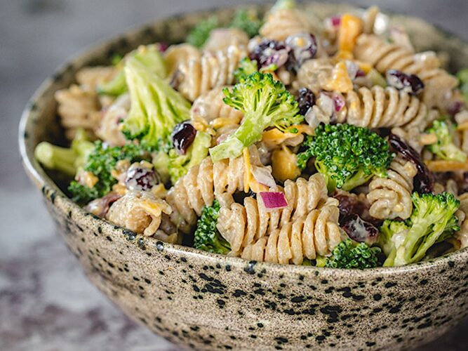 Broccoli cranberry pasta salad