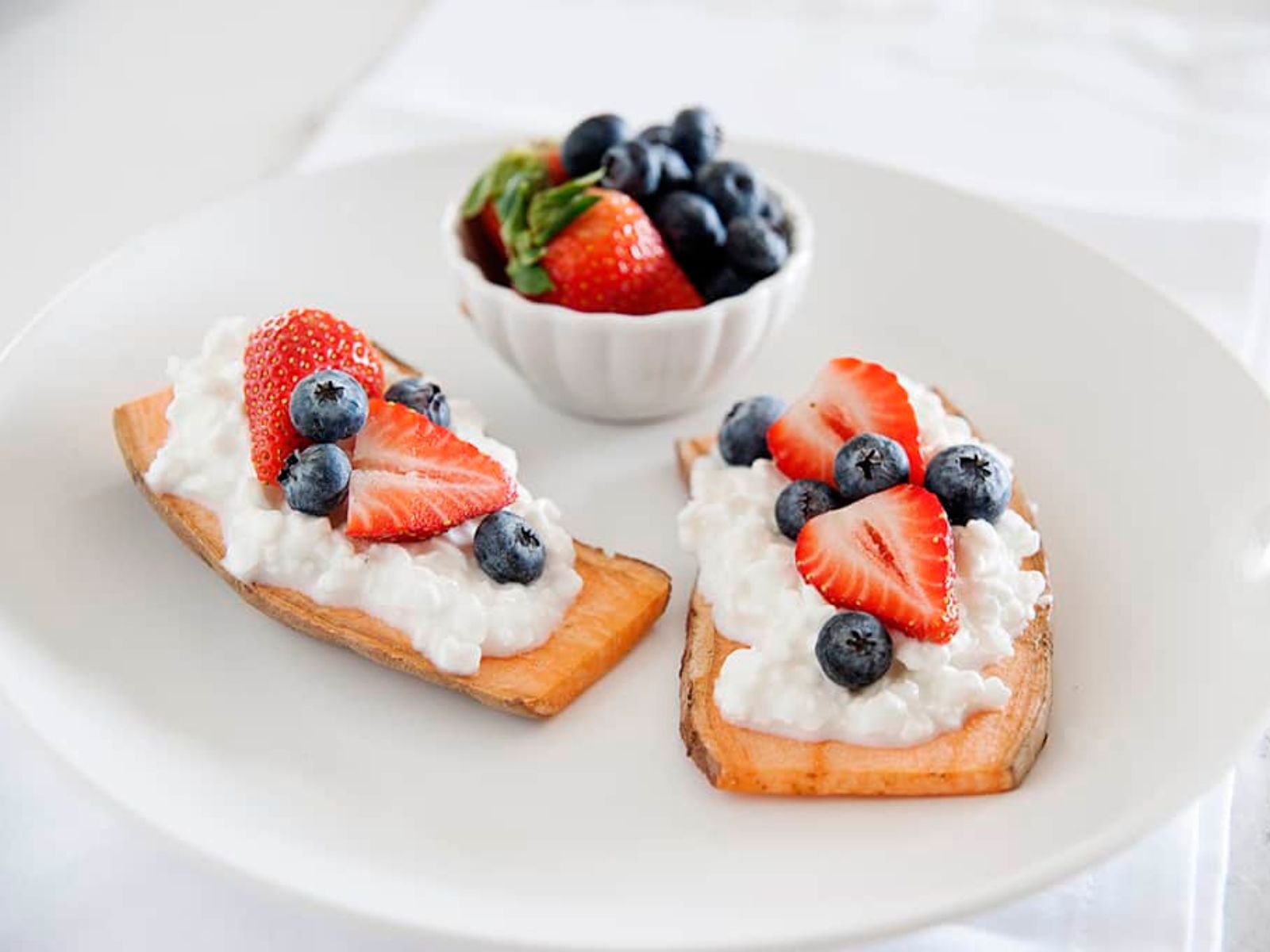 Cottage Cheese Recipes, Berry Sweet Potato Toast, Courtesy of Laura Fuentes