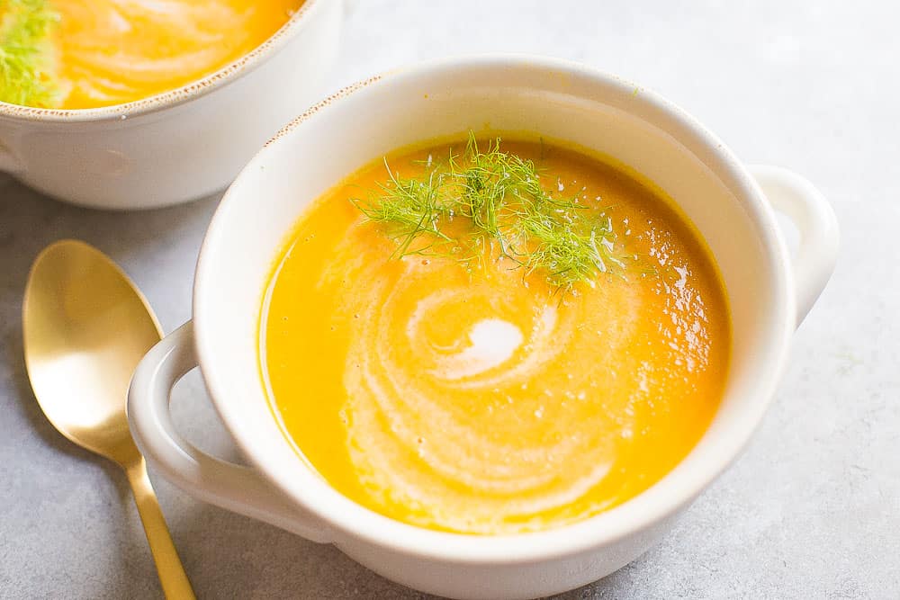Creamy carrot and ginger soup