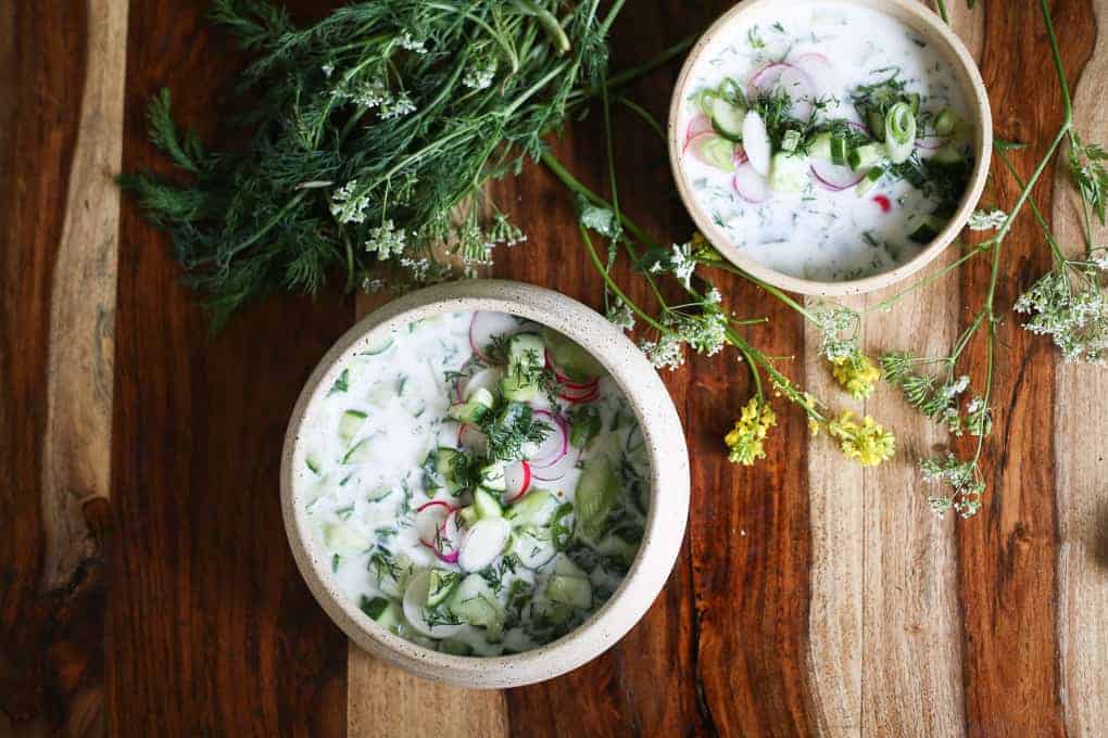 Tarator (Bulgarian cold soup with kefir, walnuts, and dill)