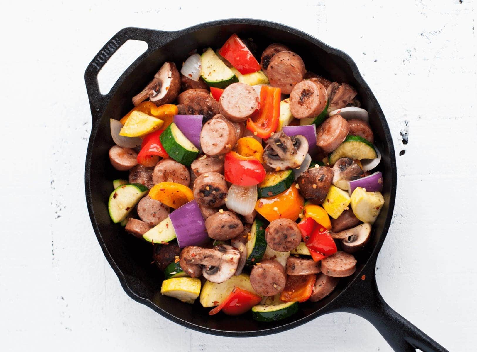 Low-Carb Chicken Sausage And Vegetable Skillet