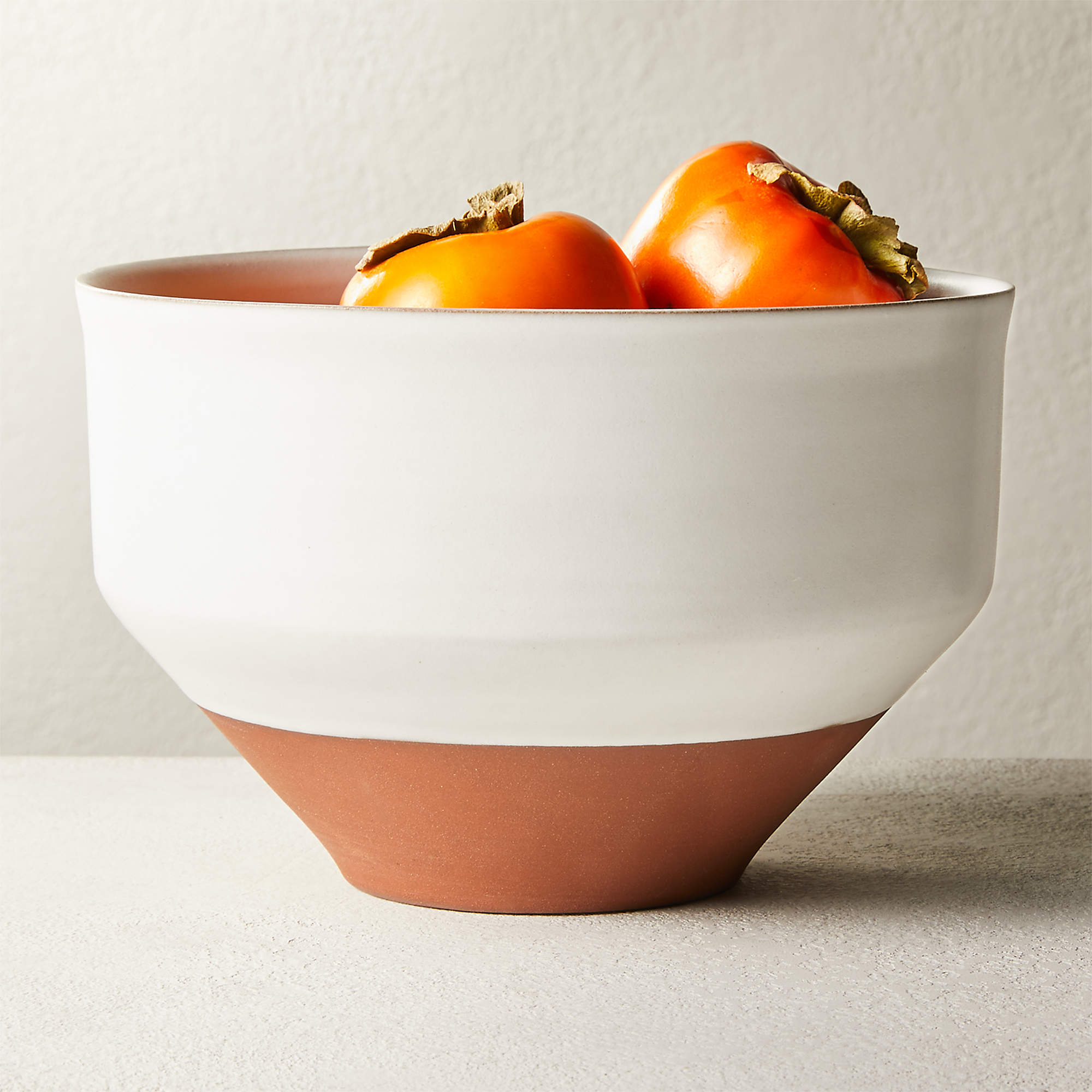 white and terracotta serving bowl