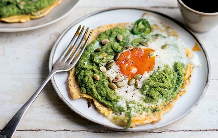 Spinach and egg flatbread