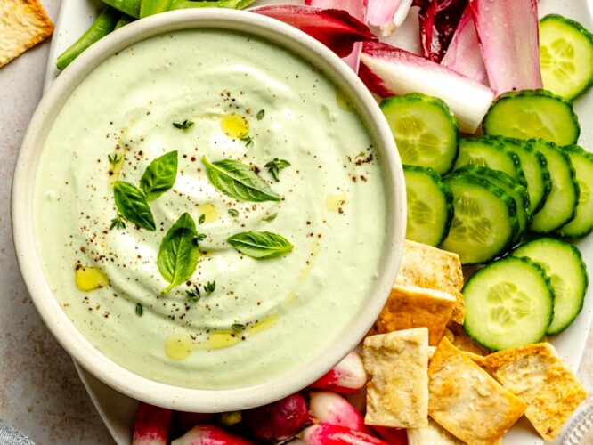 Garlic-herb whipped cottage cheese dip