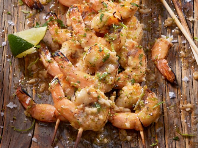 Grilled basil shrimp