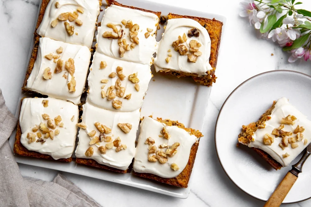 Healthy Gluten-Free Carrot Cake with Maple Cream Cheese Frosting