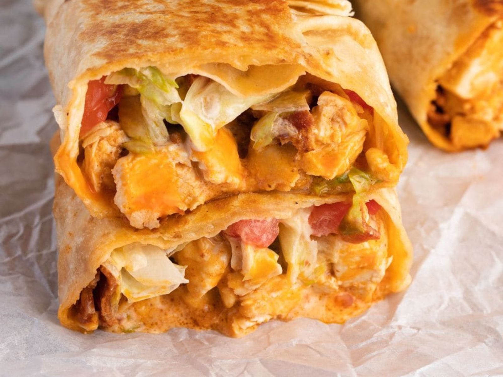 High-Protein Lunch Ideas, Buffalo Chicken Wraps, Courtesy of Insanely Good