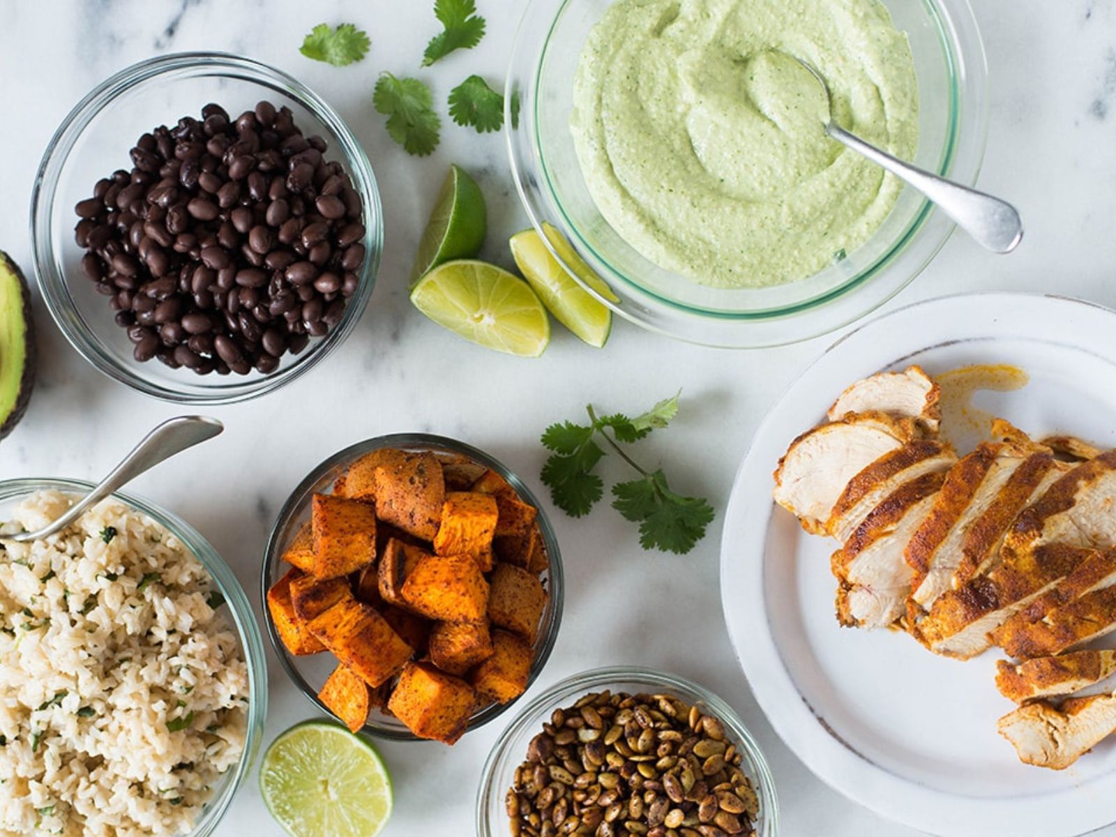 High-Protein Lunch Ideas, Chicken Bowl with Lime Crema, Courtesy of A Sweet Pea Chef