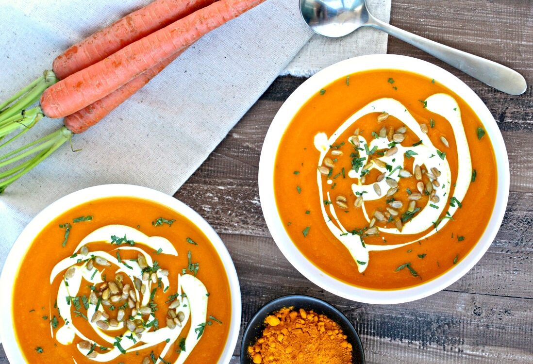 Carrot Soup with Turmeric, Ginger, and Coconut
