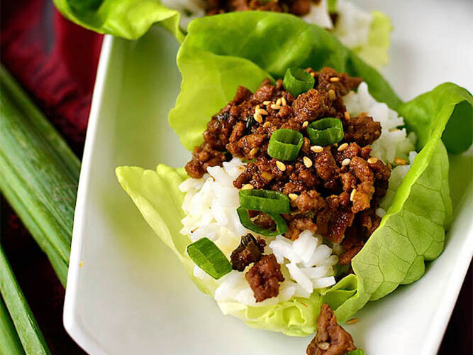 Korean lean ground beef lettuce wraps