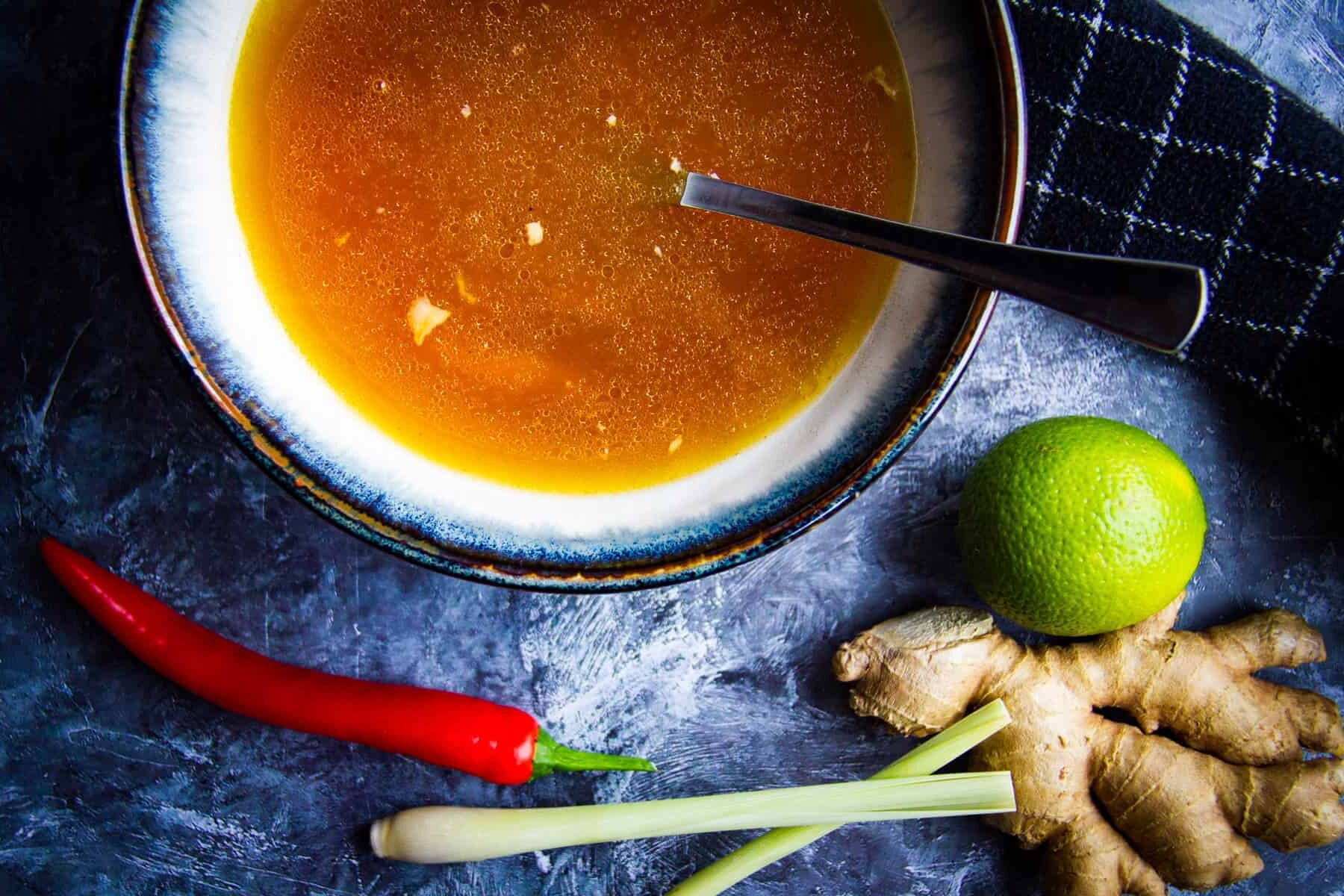Instant Pot Chicken Bone Broth With Lemongrass and Chili