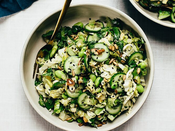 Nutty green veggie crunch salad