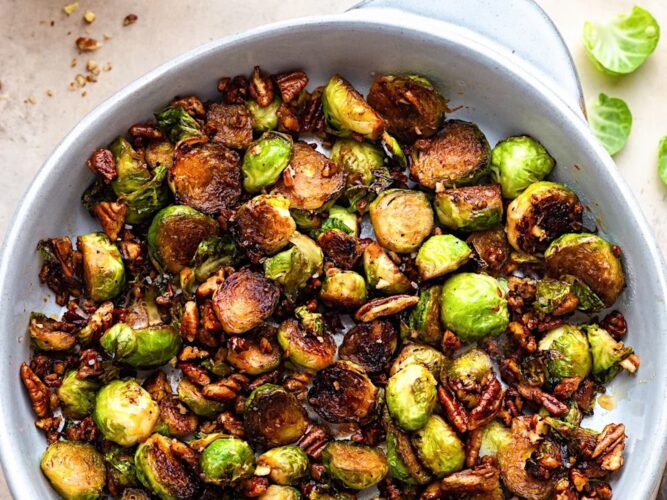 Maple pecan Brussels sprouts