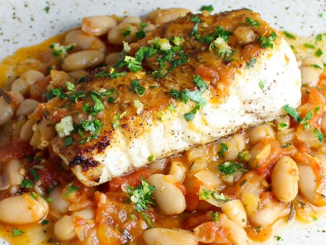 Halibut and white beans