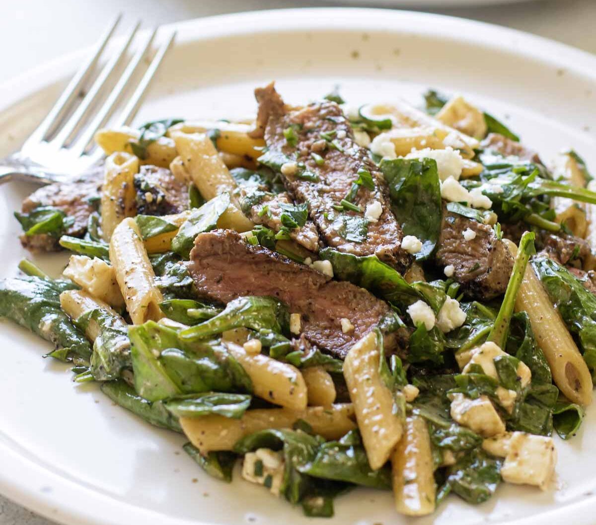 Pasta with Steak and Spinach