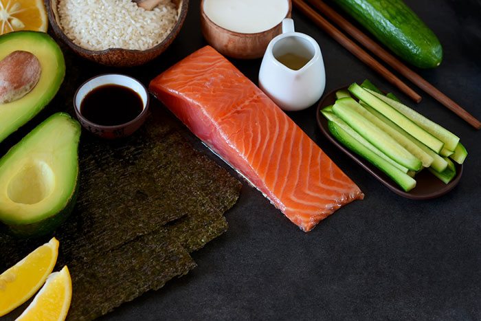 Salmon roll ingredients