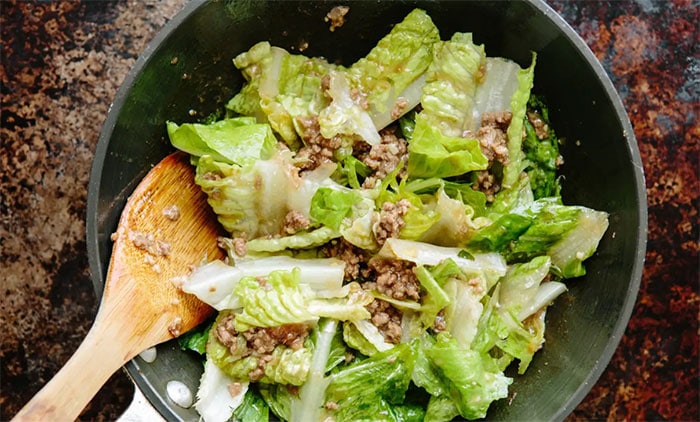Salad with hot beef dressing