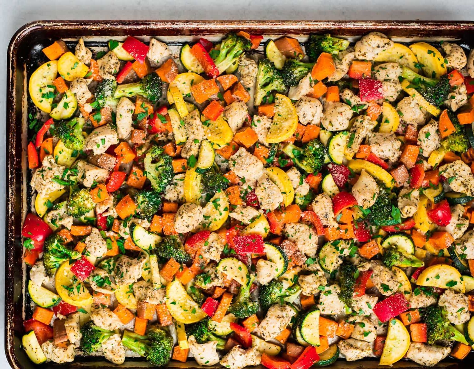 Sheet Pan Chicken With Rainbow Vegetables