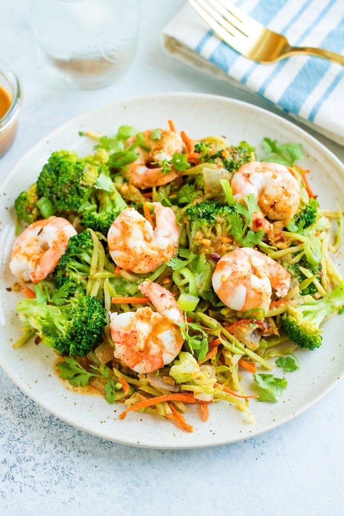 frozen shrimp recipes: shrimp stir fry salad