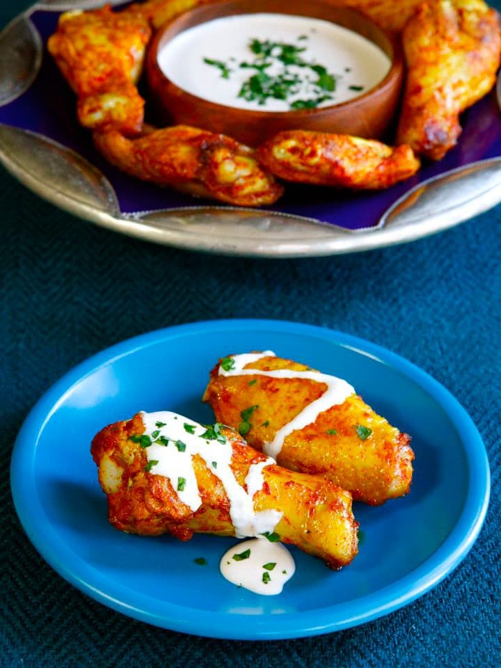 Spicy Middle Eastern Chicken Wings with Tahini Sauce