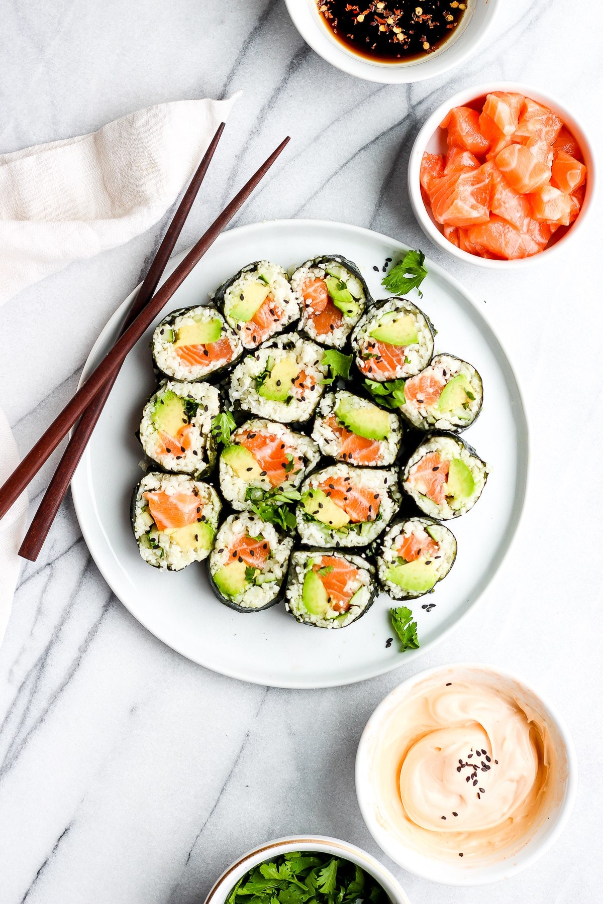 Cauliflower rice sushi roll