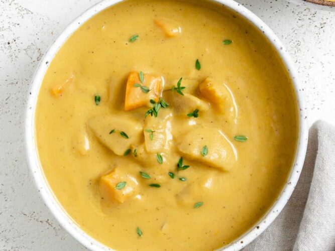 Delicata squash and sweet potato soup