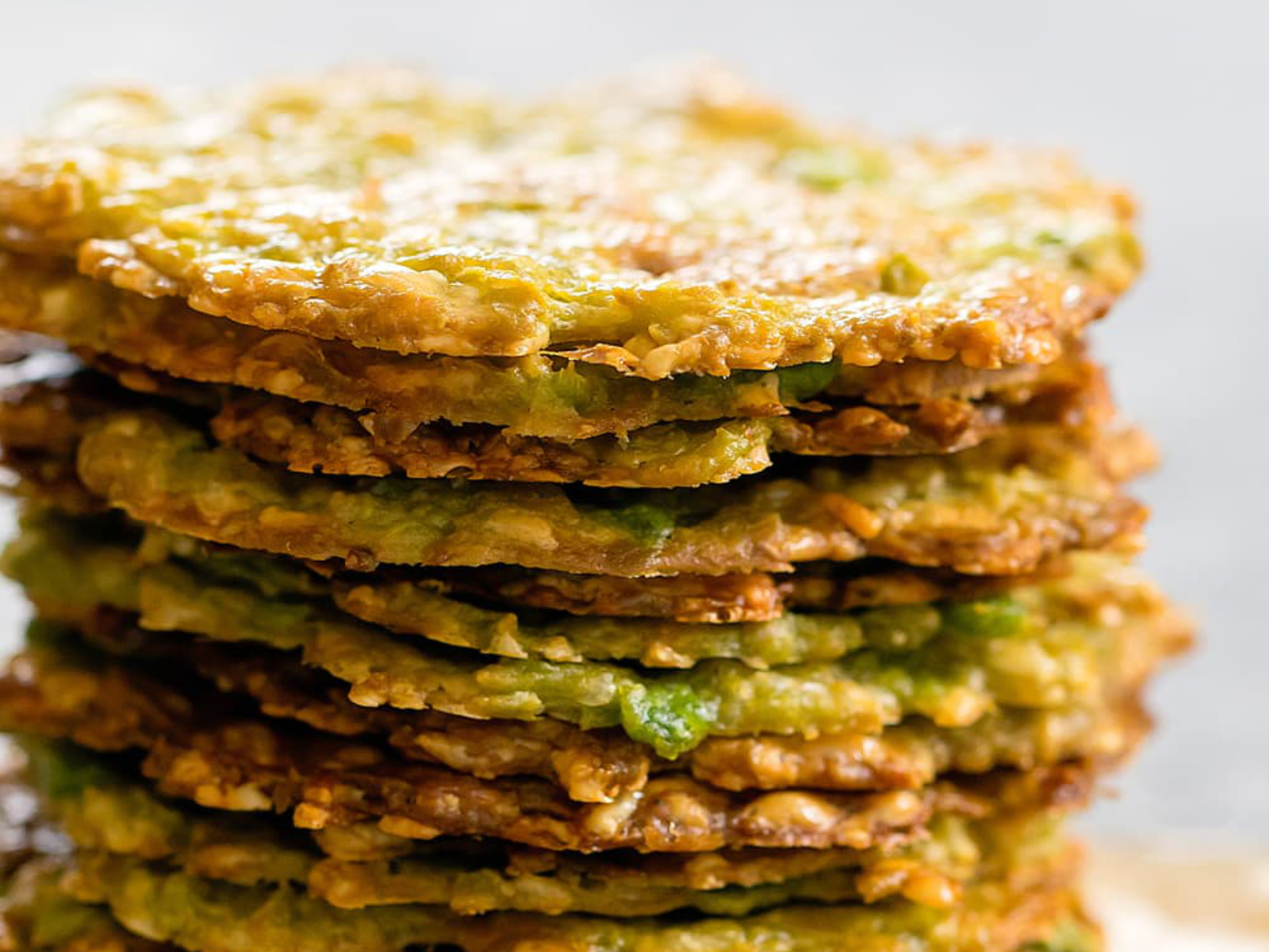 avocado chips stacked together