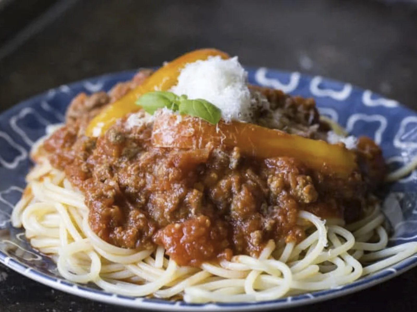 bison bolognese in a bowl