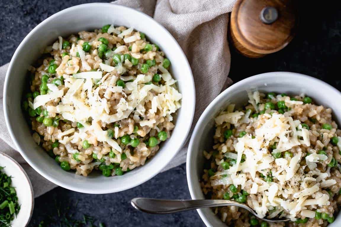 Brown Rice Risotto With Peas