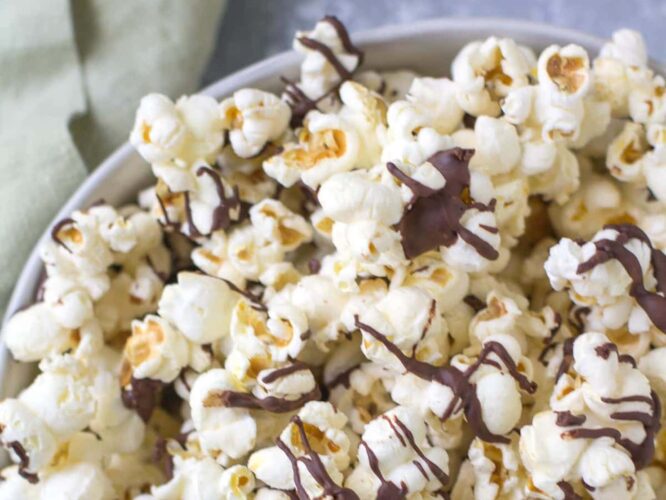 Chocolate drizzled popcorn