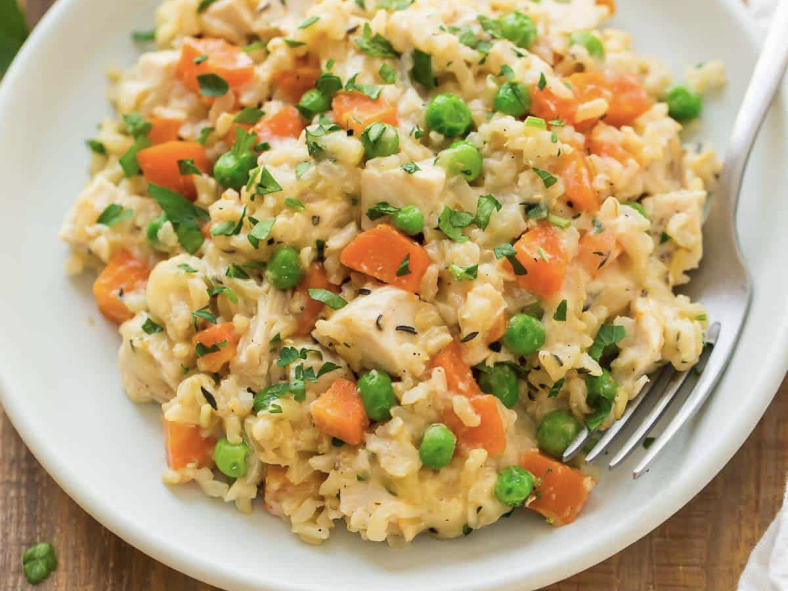 chicken and rice casserole in a bowl