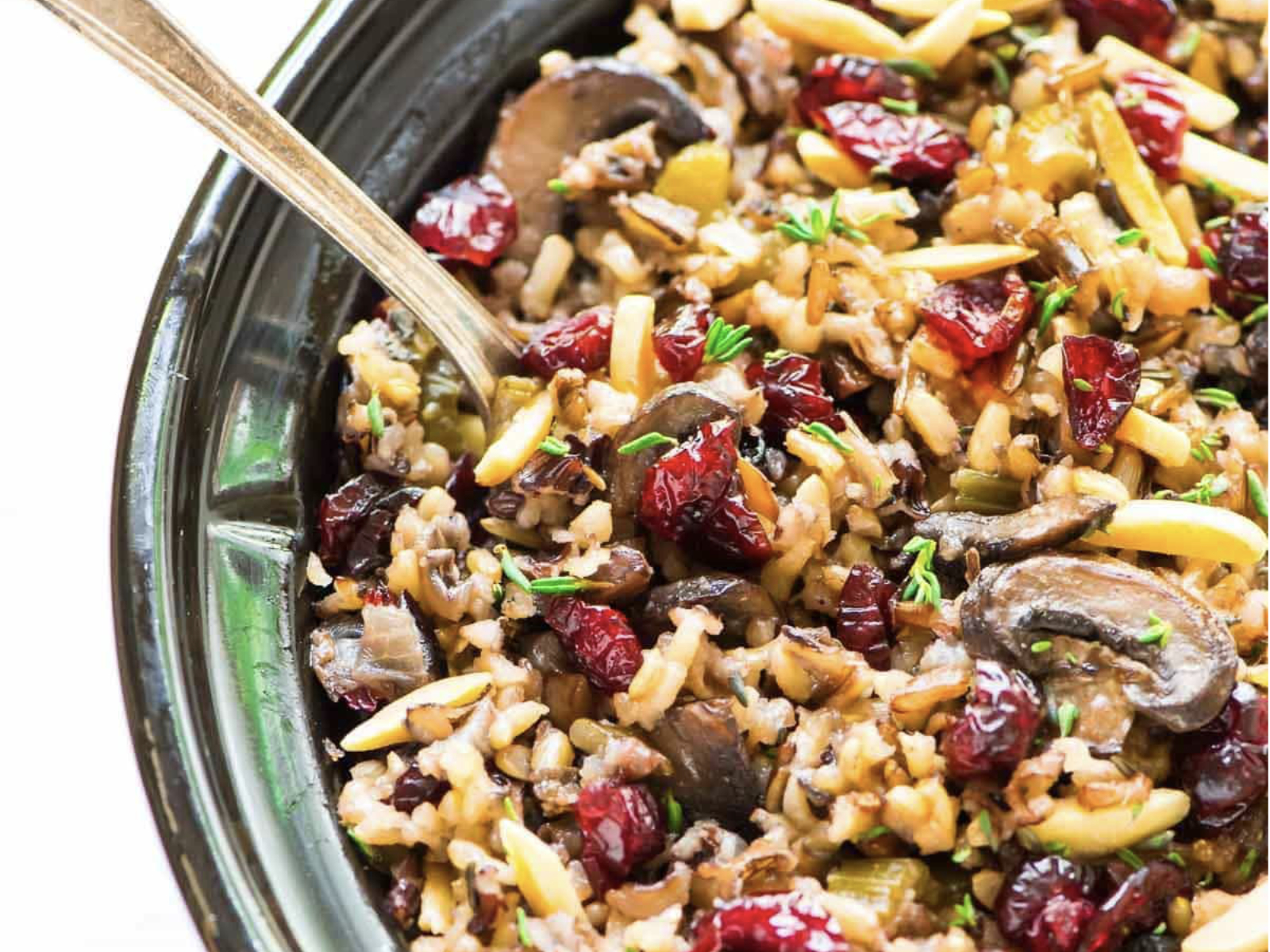 crockpot wild rice stuffing with dried cranberries