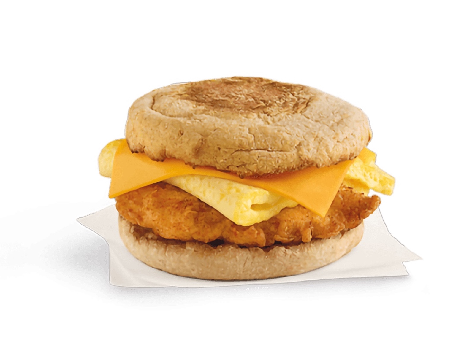 Chick-fil-a chicken egg and cheese English muffin sandwich