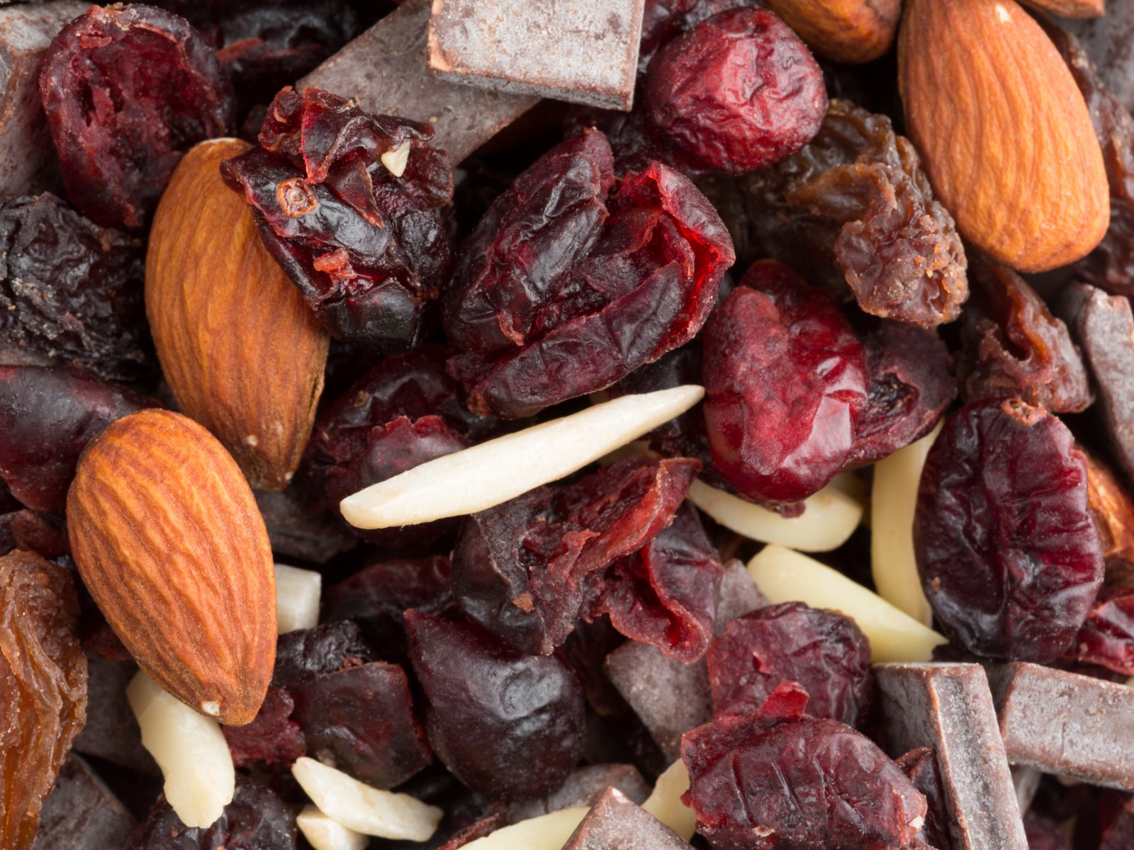 dark chocolate trail mix with cranberries and nuts