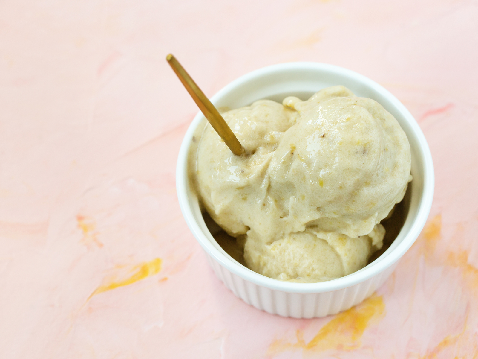 banana nice cream scoops in a bowl