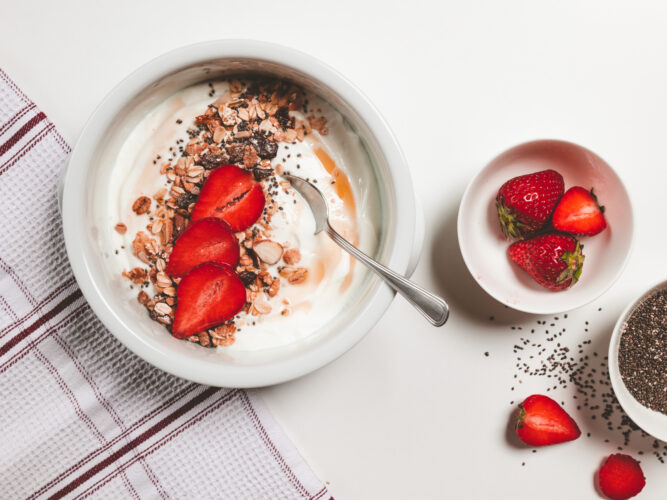 Greek yogurt with berries and chia seeds