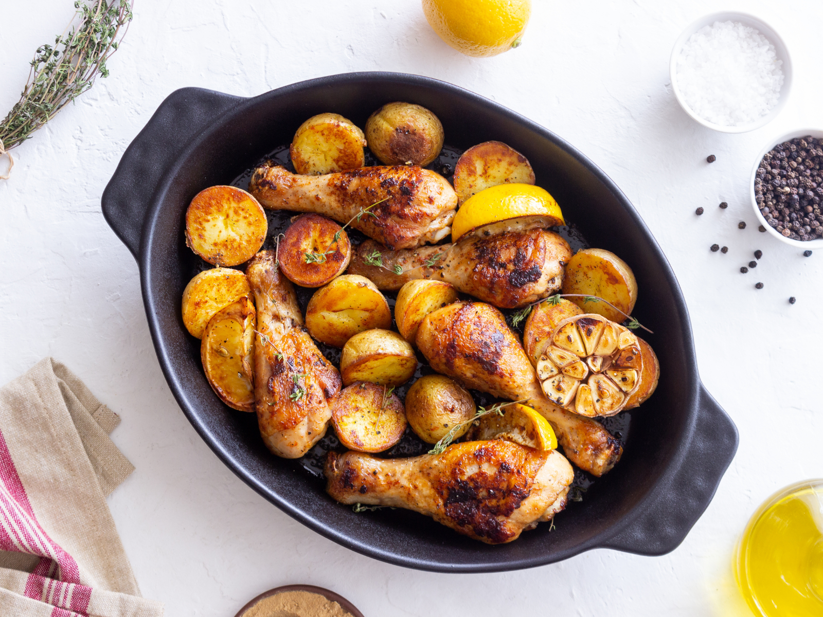 grilled chicken legs with roasted root vegetables