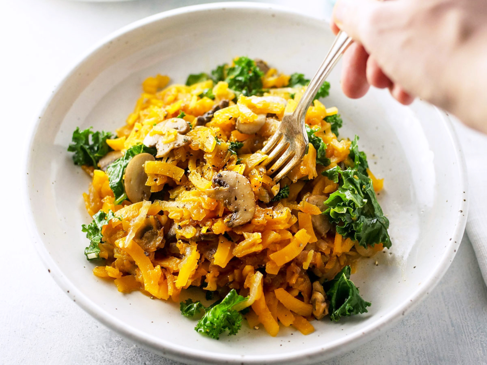 Spiralized Butternut Pasta with Mushrooms and Sage