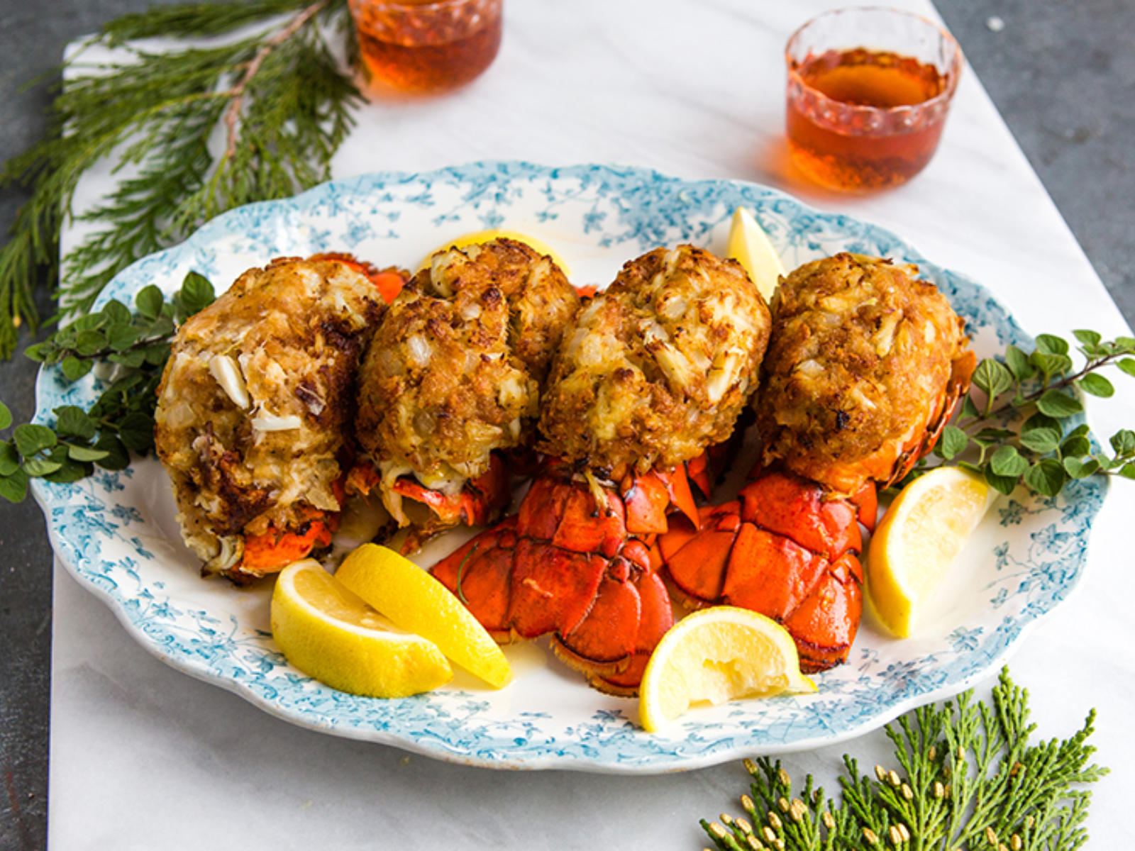 Crab-Stuffed and Baked Lobster Tails