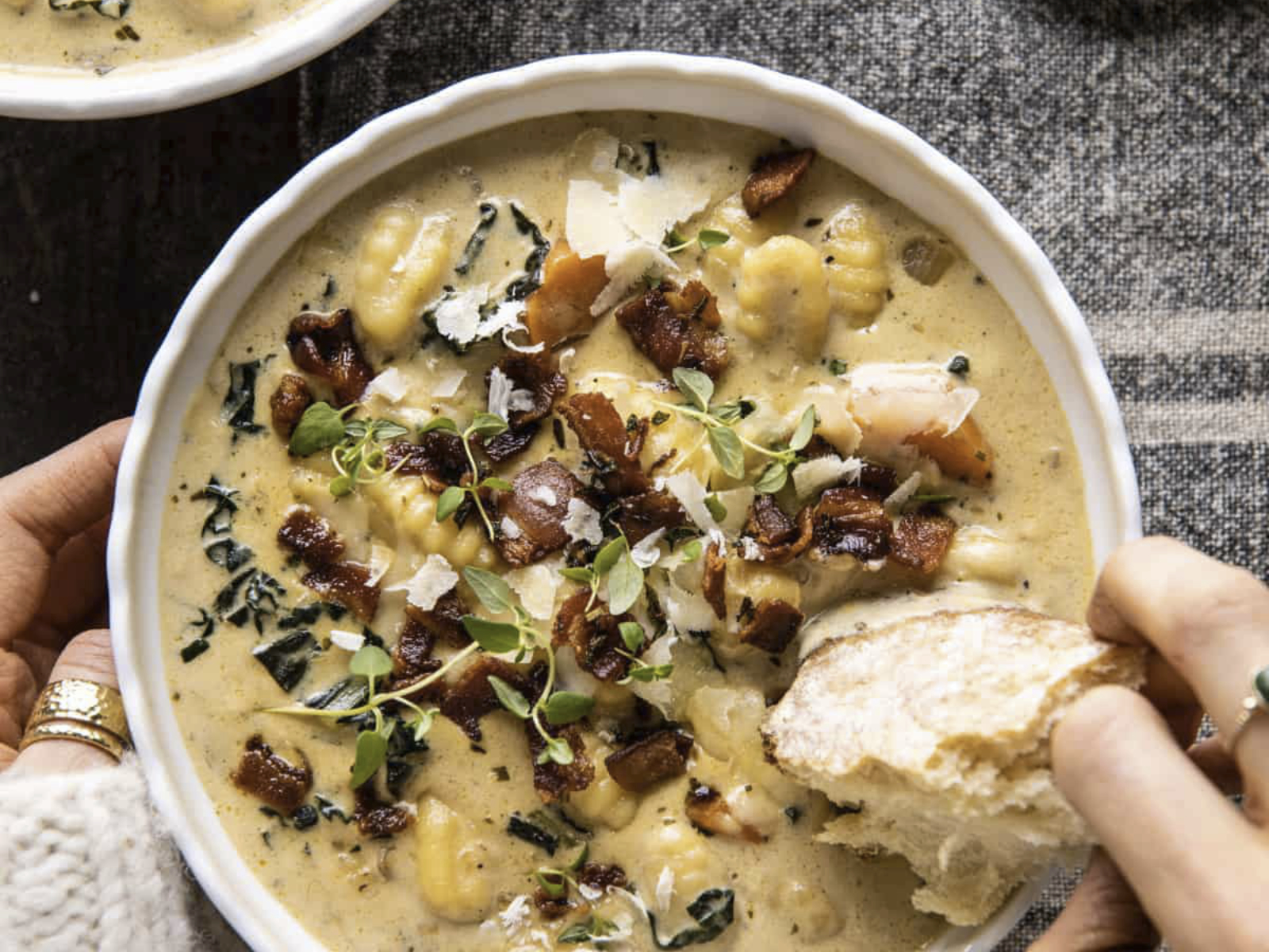 creamy gnocchi soup with rosemary bacon