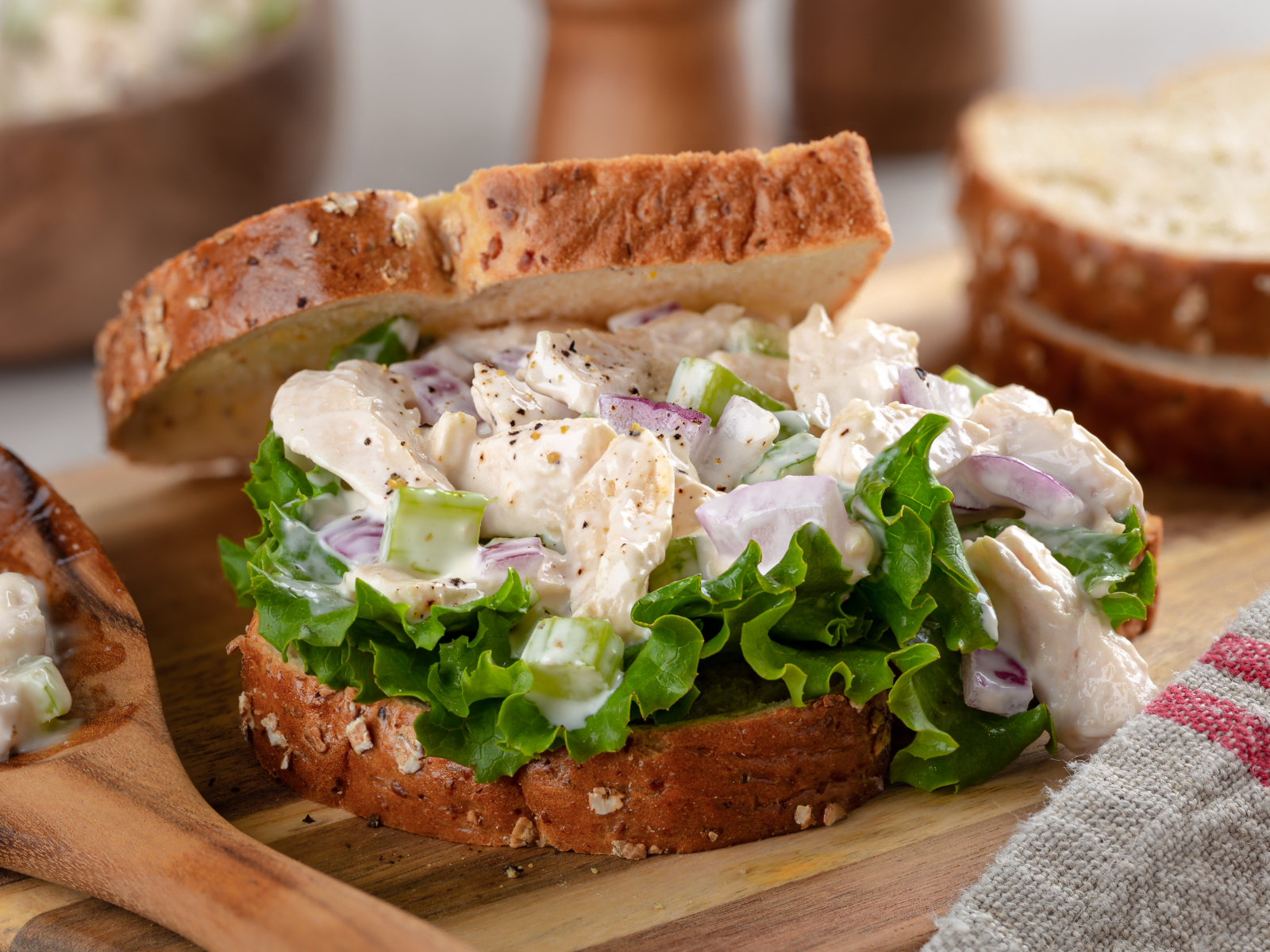 chicken salad sandwich with lettuce