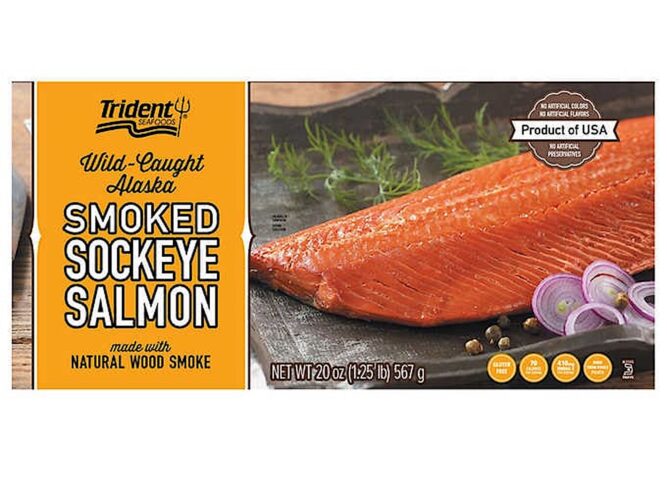 Smoked sockeye salmon package