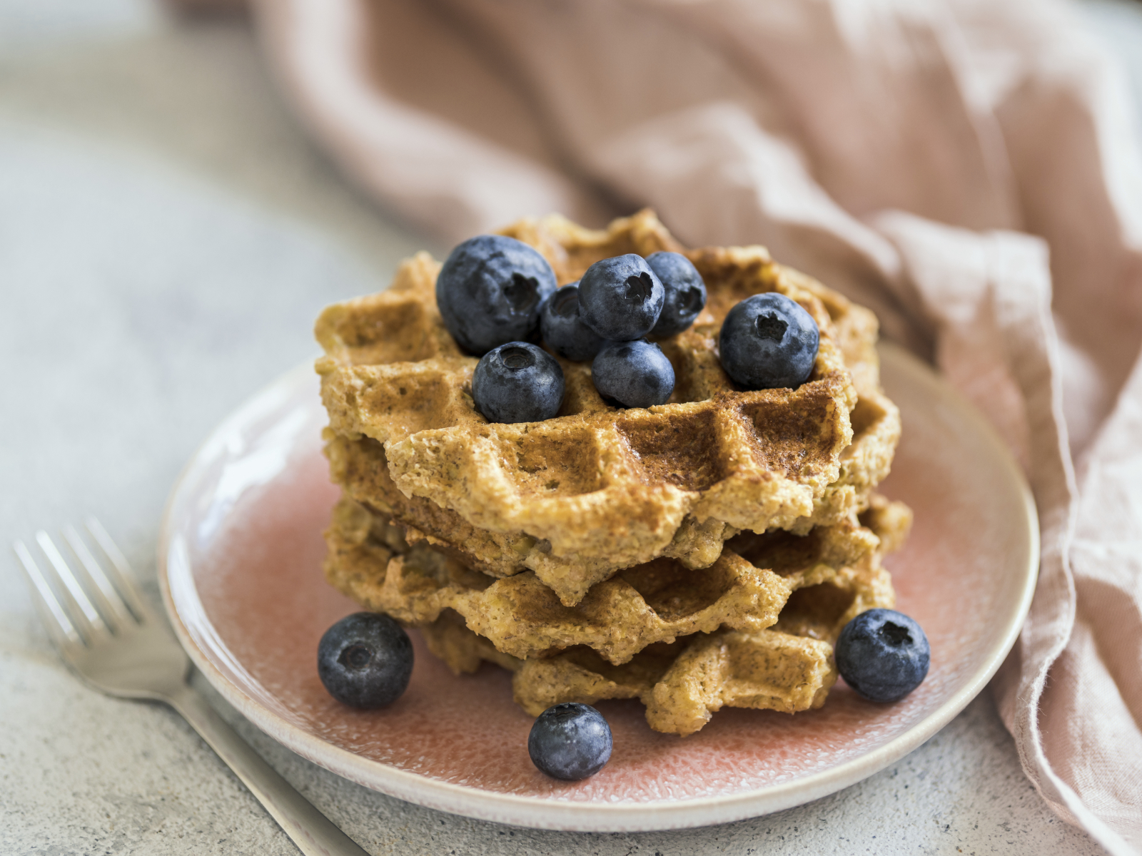 healthy oat waffles with blueberries