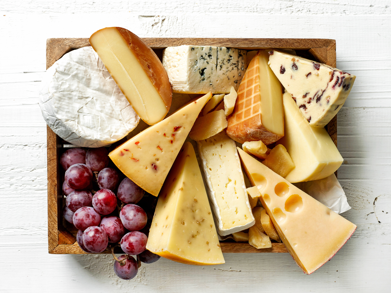board with different types of cheese